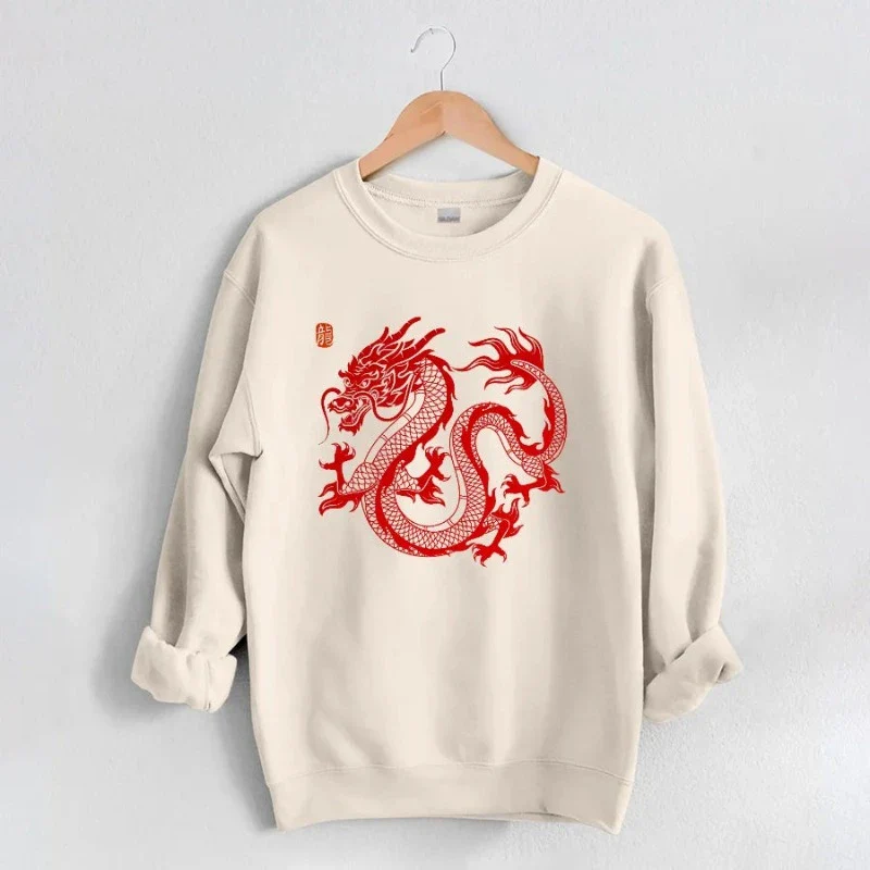 Pull Chinois Dragon Rouge Nouvel An