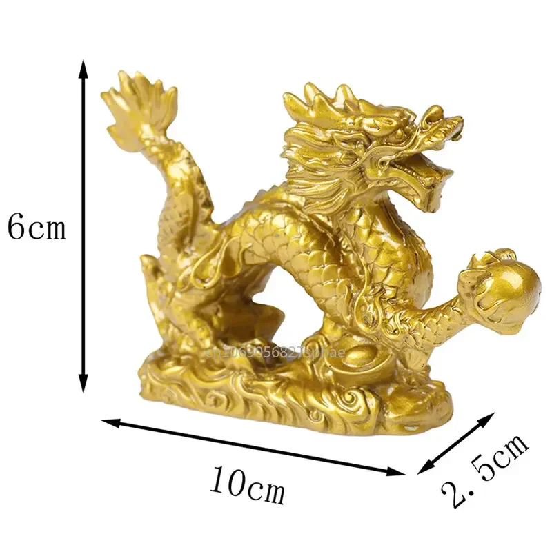 Figurine Chinoise Statue Dragon Doré – Image 8