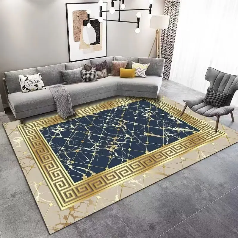 Tapis Chinois Abstrait Doré Luxe – Image 9