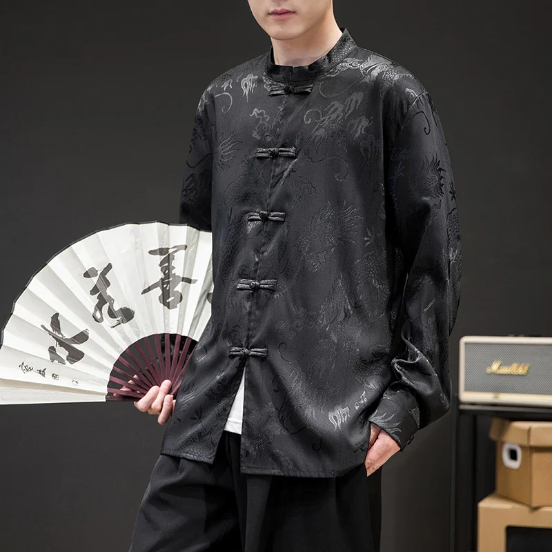 Chemises Chinoises Hommes Soie Col Tang – Image 5