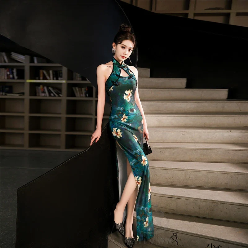 Cheongsam Robe Col Halter Satin – Image 6