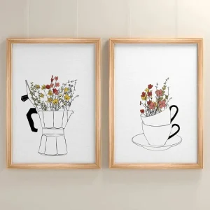 Tableau Chinois Tasses Fleurs