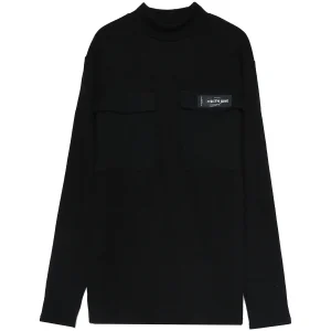 Pull en maille poche cargo noir