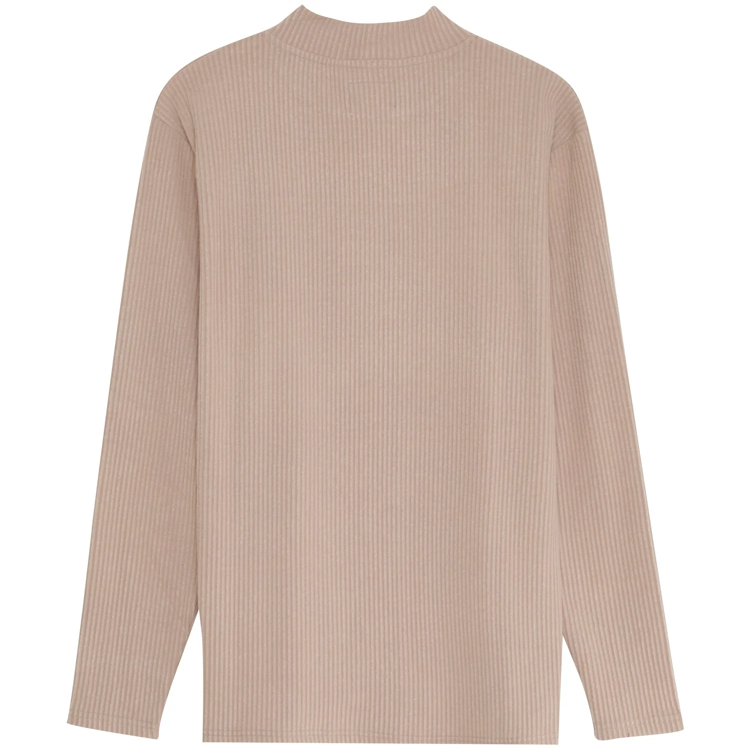 Pull maille côtelé col Beige foncé – Image 7