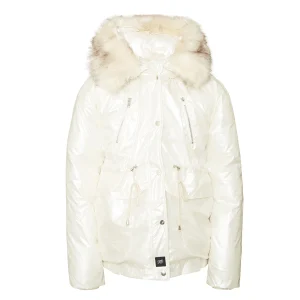 Doudoune oversize fourrure nacré blanc