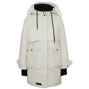Parka oversize fourrure déperlante beige