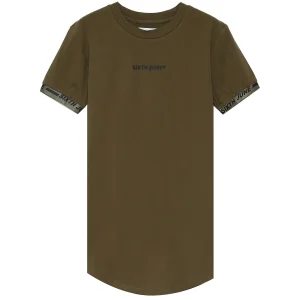 T-shirt logo coton manche vert kaki