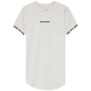 T-shirt logo coton manche taupe