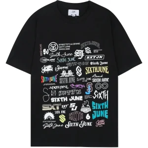 T-shirt multi logos Noir