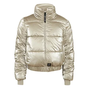 Doudoune courte irisée bronze