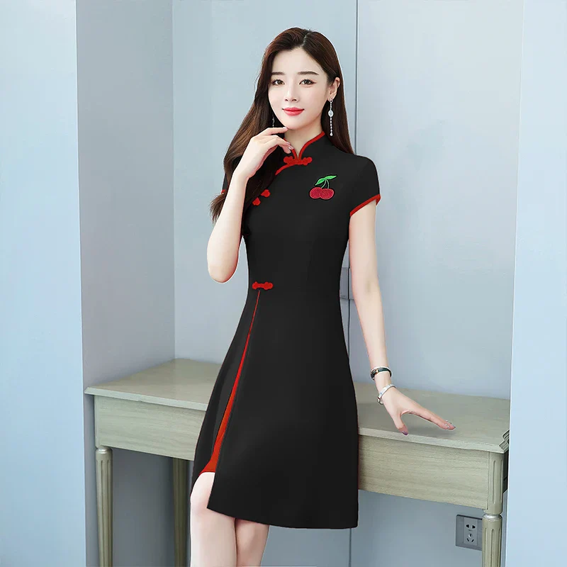 Cheongsam Robe Slim Manches Courtes – Image 4