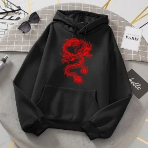 Pull Chinois Dragon Rouge Décontracté