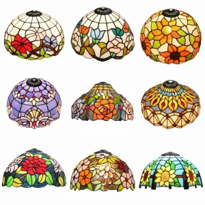 Abat Jour Chinois en Verre Coloré
