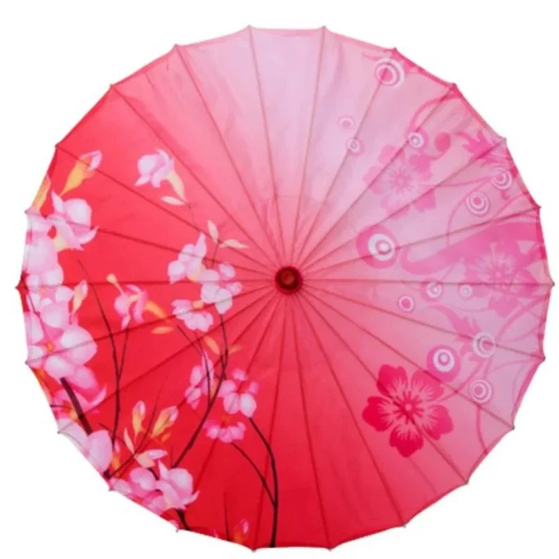 Ombrelle Chinoise Soie Rose à Fleurs – Image 4