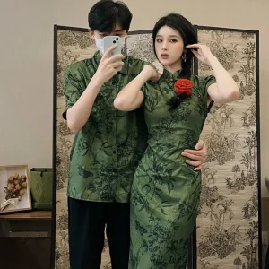 Tenue Chinoise Robe Qipao Haut Chemise