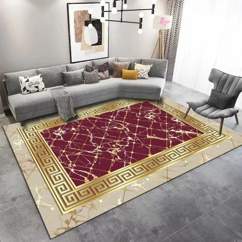Tapis Chinois Abstrait Doré Luxe – Image 8