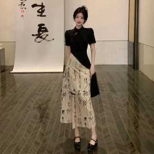 Cheongsam Robe Deux Pièces Irrégulière