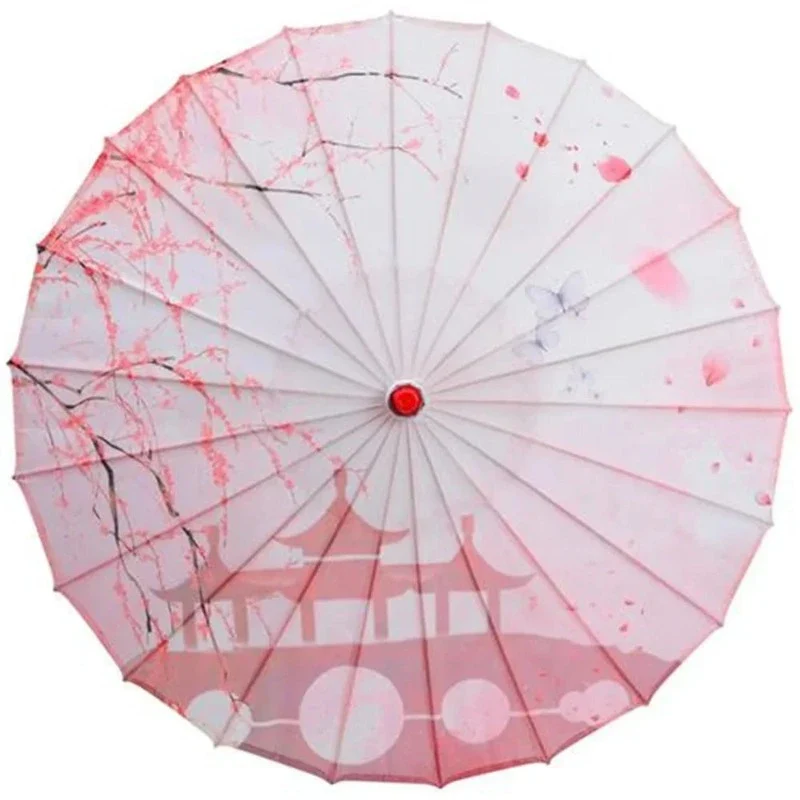 Ombrelle Chinoise Soie Rose à Fleurs
