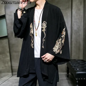 Kimono Chinois Veste Cardigan Brodée