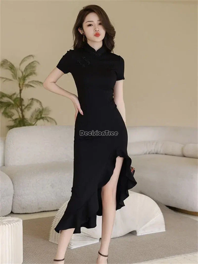 Cheongsam Robe Boucle Fendu Long – Image 5