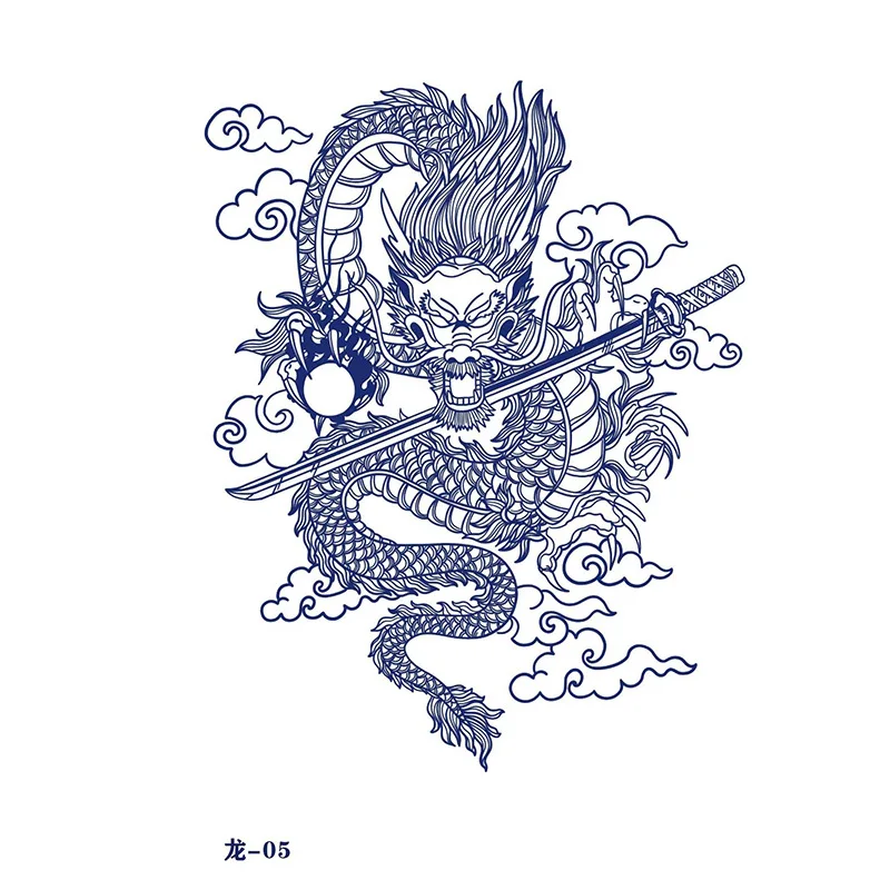 Tatouage Dragon Chinois Noir Et Blanc – Image 2