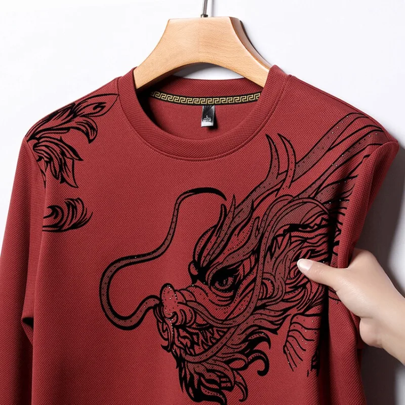 Pull Chinois Col Rond Imprimé Dragon – Image 3