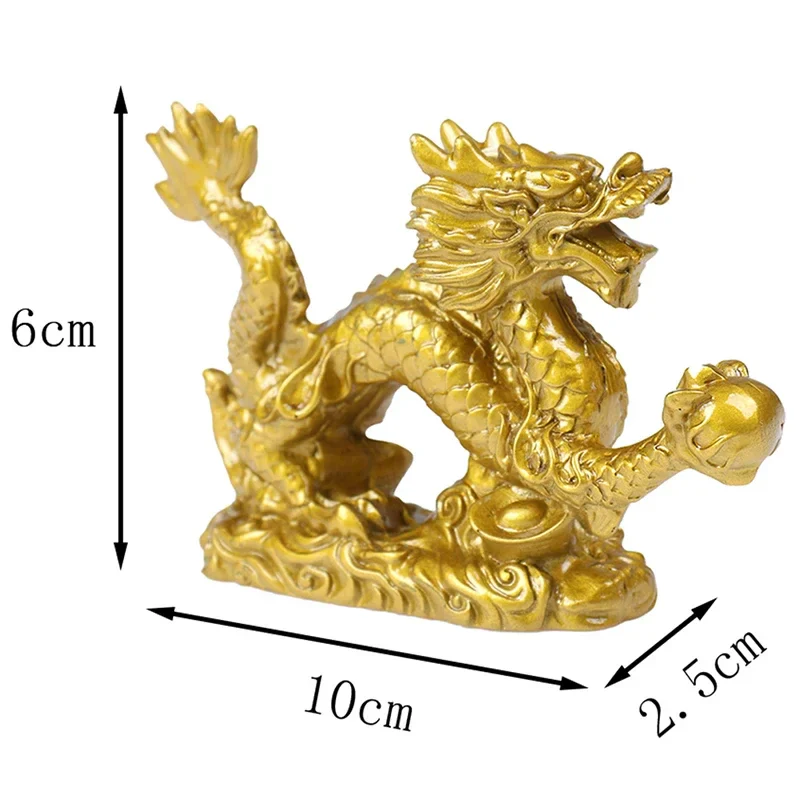 Figurine Chinoise Statue Dragon Doré – Image 5