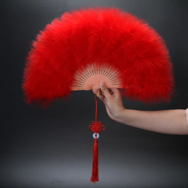 Éventails Chinois Pliant Velours Plumes – Image 7