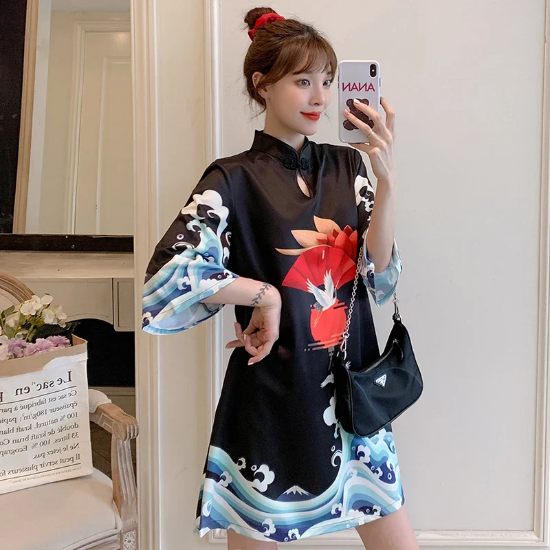Cheongsam Robe Moderne Noir Qipao – Image 6