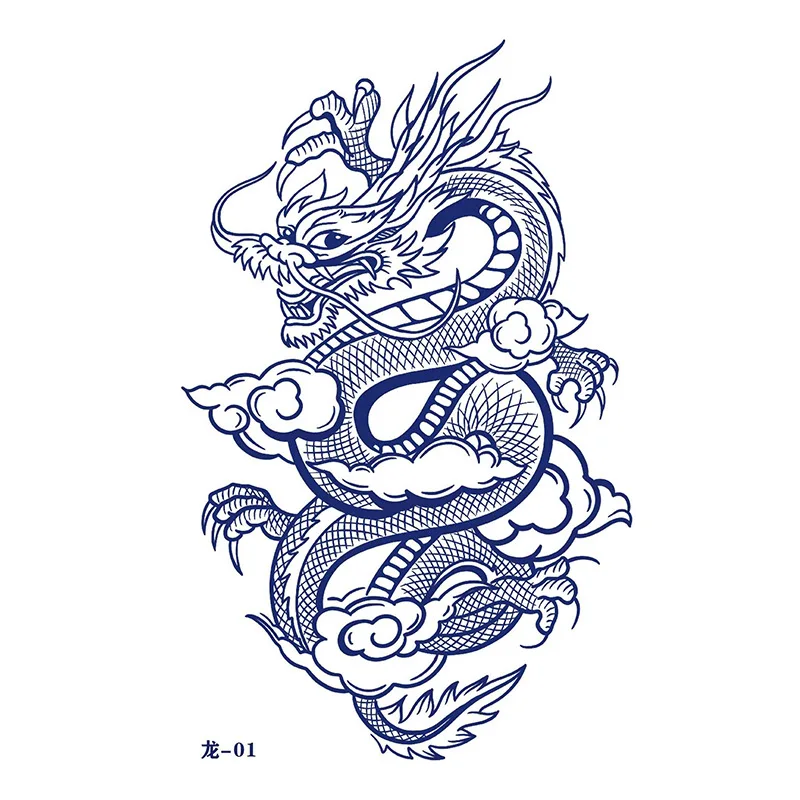 Tatouage Dragon Chinois Noir Et Blanc – Image 6