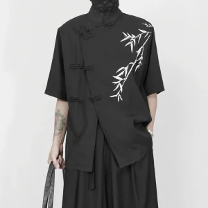 Chemises Chinoises Hommes Courtes Fendue