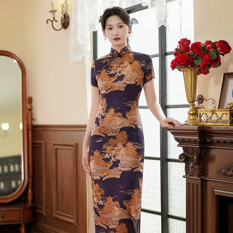 Cheongsam Robe Imprimé Sexy Vestidos – Image 6