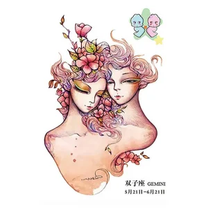 Tatouage Chinois du Signe Astrologique Gémeaux
