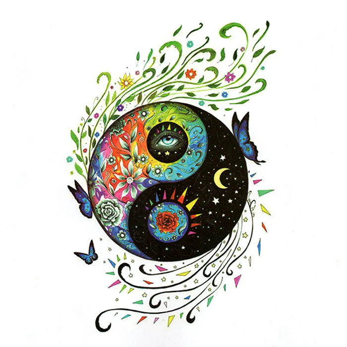 Tatouage Ying Yang Fleurs – Image 2