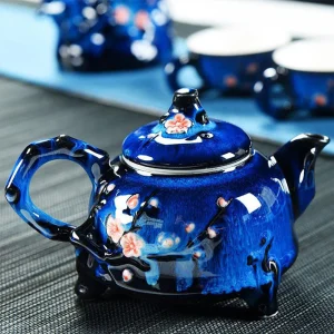 Théière Chinoise En Porcelaine Bleue
