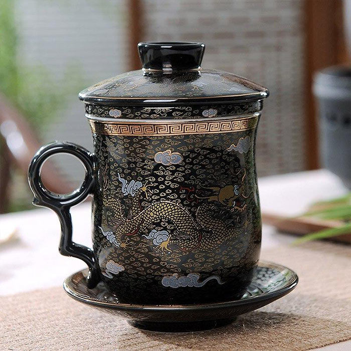 Tasse Chinoise Ancienne Dragon Doré – Image 2