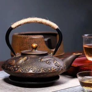 Théière Chinoise En Fonte Plate