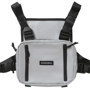 Petit sac poitrine réfléchissant logo gris