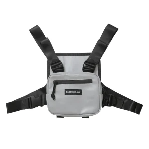 Mini sac poitrine réfléchissant logo gris