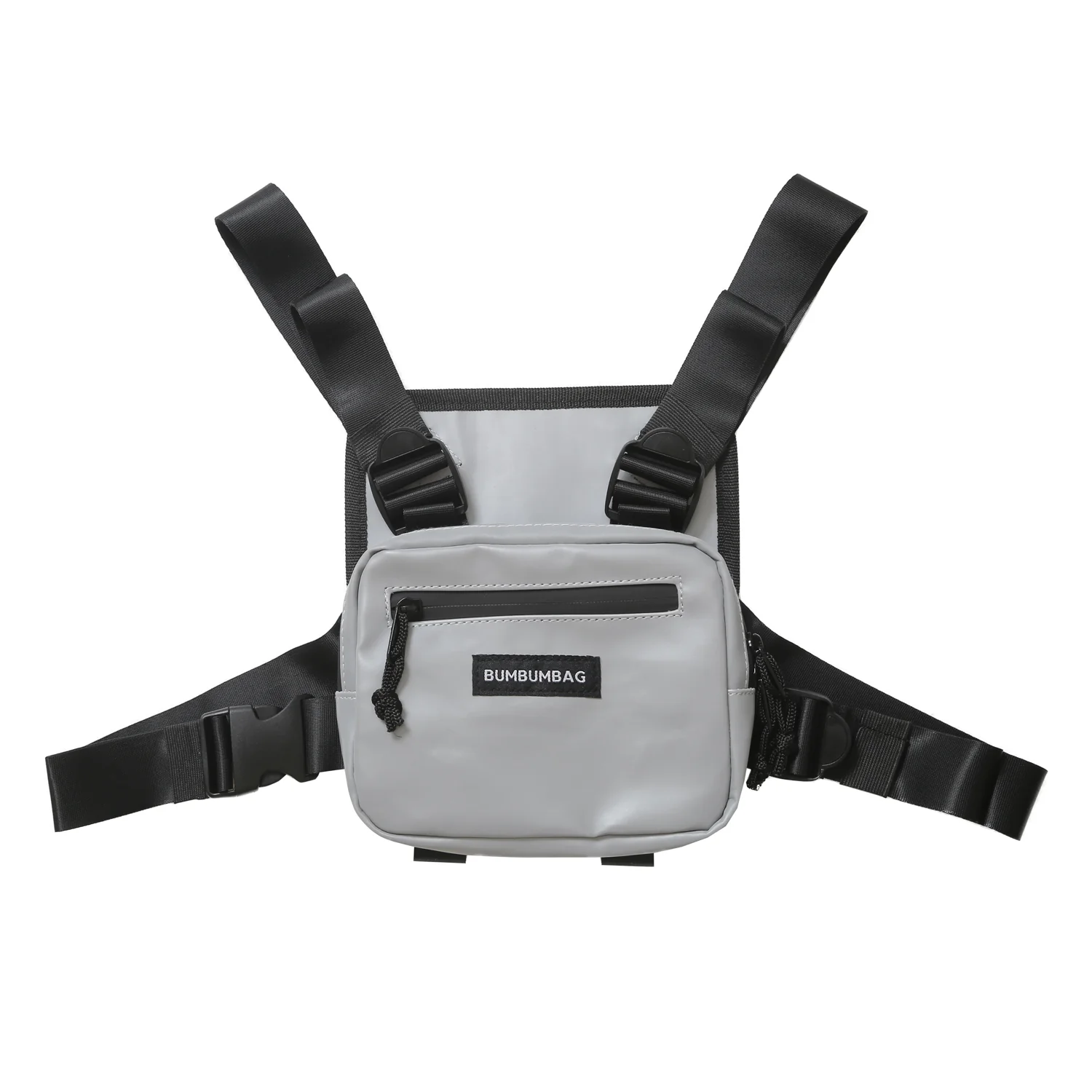 Mini sac poitrine réfléchissant logo gris – Image 2