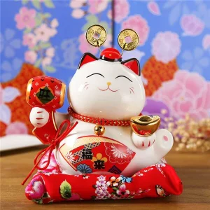 Chat Chinois Porte Bonheur Blanc