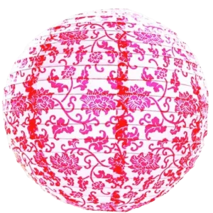 Lanterne Chinoise à Fleurs Roses