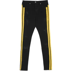 Jean bande double noir jaune