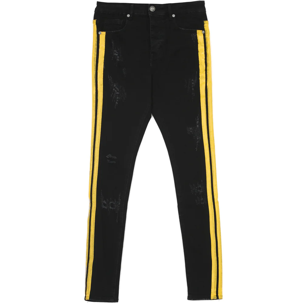 Jean bande double noir jaune