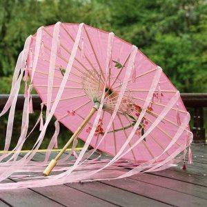 Ombrelle Chinoise Rose Rubans