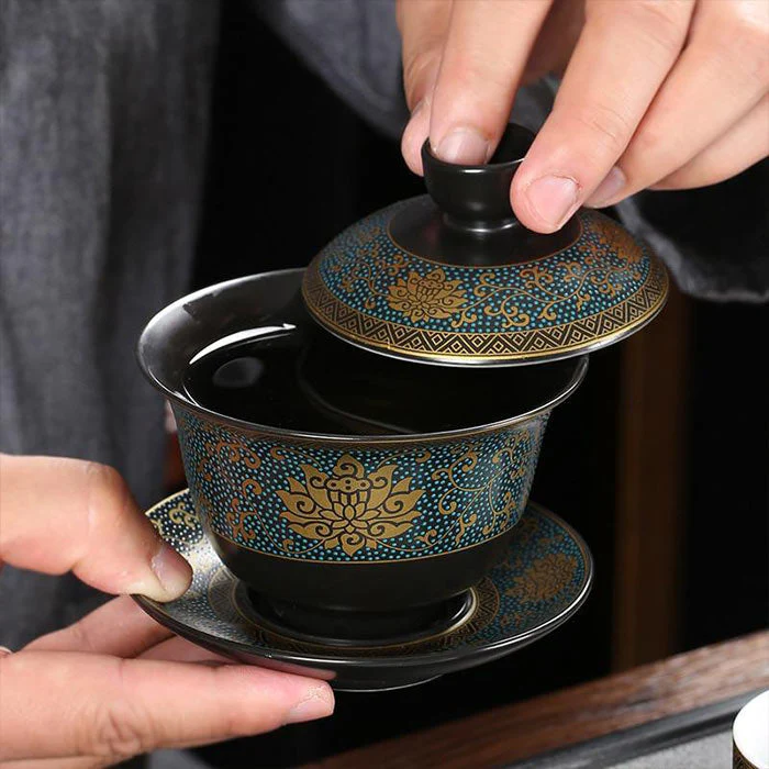 Tasses Chinoises En Porcelaine Noire – Image 4