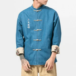 Veste Chinoise Homme Grise