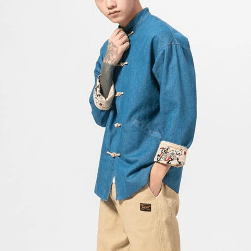 Veste Chinoise Homme Grise – Image 3