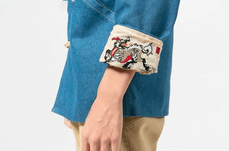 Veste Chinoise Homme Grise – Image 7