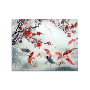 Tableau Chinois Carpes Koï